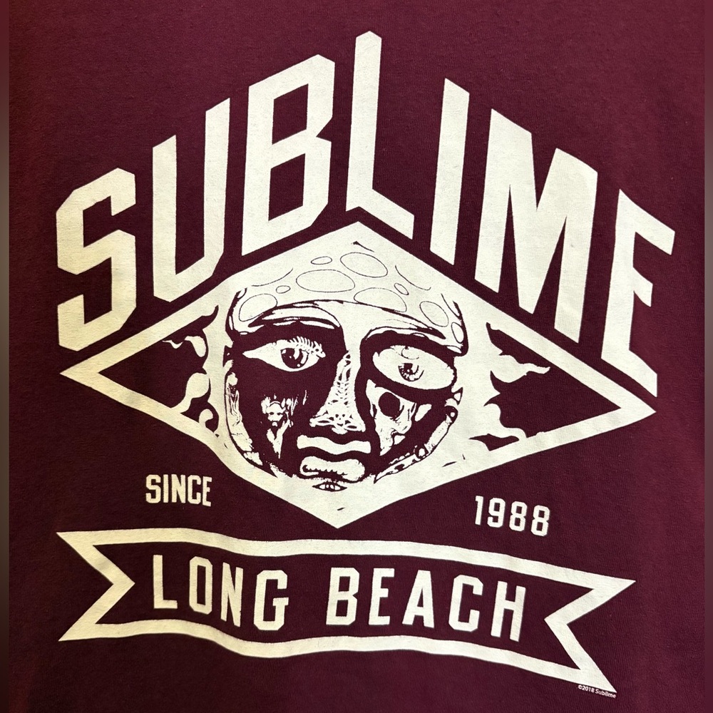 🔥Sublime Men’s Long Beach Sun Maroon Logo Graphic Cotton T-Shirt Size M